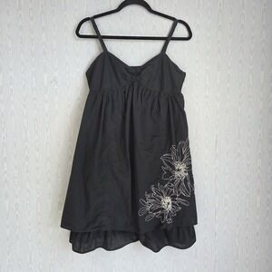 Liberty Of London Target Womens 8 Babydoll Dress Y2K Retro Black Embroidered